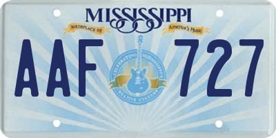 MS license plate AAF727