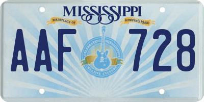 MS license plate AAF728