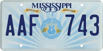 MS license plate AAF743