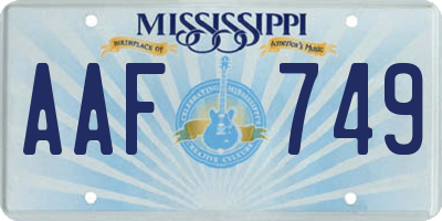 MS license plate AAF749