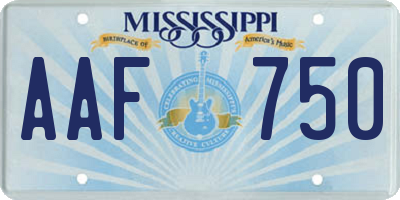 MS license plate AAF750
