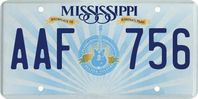 MS license plate AAF756