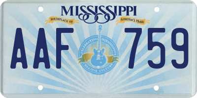 MS license plate AAF759