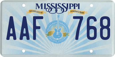 MS license plate AAF768