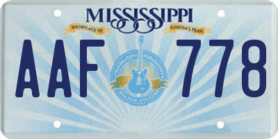 MS license plate AAF778