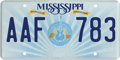 MS license plate AAF783