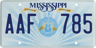 MS license plate AAF785