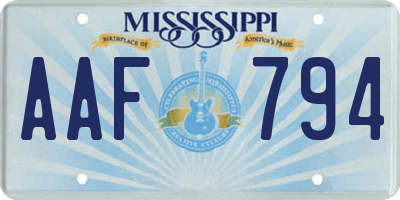 MS license plate AAF794