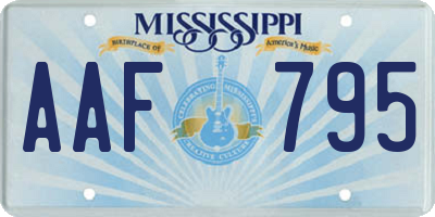 MS license plate AAF795