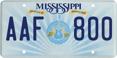MS license plate AAF800