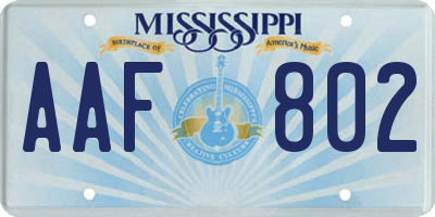 MS license plate AAF802