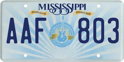 MS license plate AAF803