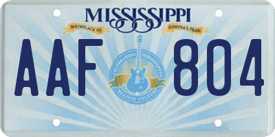 MS license plate AAF804