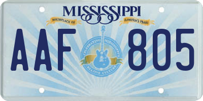 MS license plate AAF805