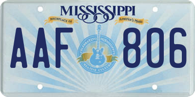 MS license plate AAF806