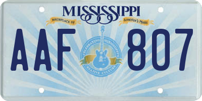 MS license plate AAF807