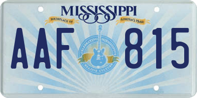 MS license plate AAF815