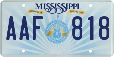 MS license plate AAF818