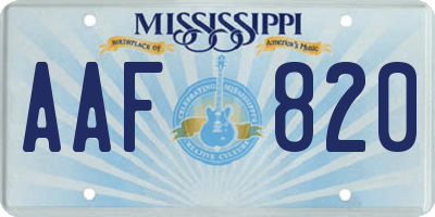 MS license plate AAF820