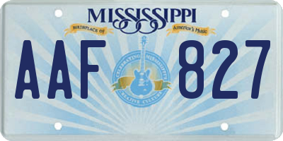 MS license plate AAF827