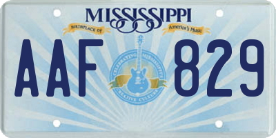 MS license plate AAF829