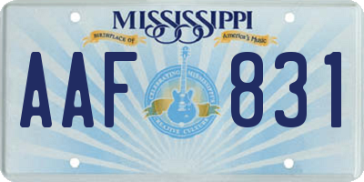 MS license plate AAF831