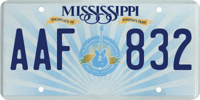 MS license plate AAF832