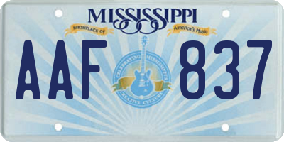 MS license plate AAF837