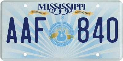 MS license plate AAF840