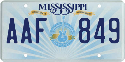 MS license plate AAF849