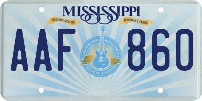 MS license plate AAF860