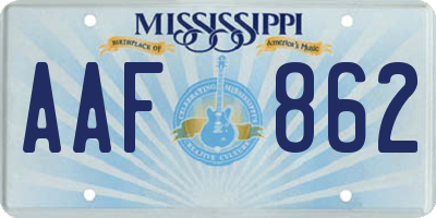 MS license plate AAF862