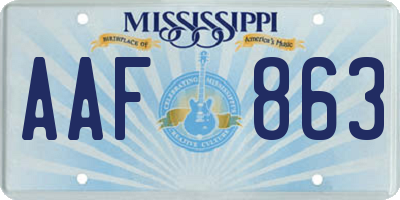 MS license plate AAF863