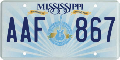 MS license plate AAF867