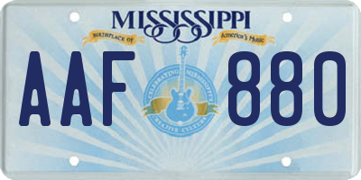 MS license plate AAF880