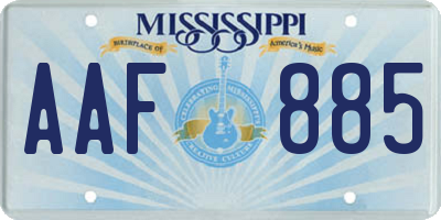 MS license plate AAF885