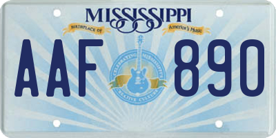 MS license plate AAF890