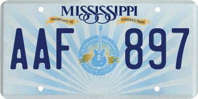 MS license plate AAF897