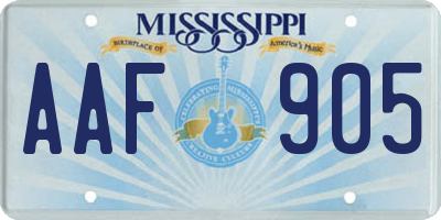 MS license plate AAF905