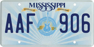 MS license plate AAF906