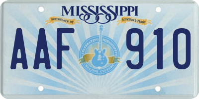 MS license plate AAF910