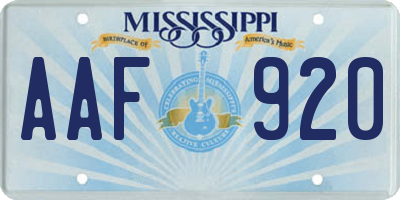 MS license plate AAF920