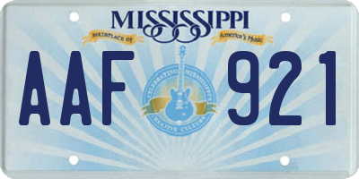 MS license plate AAF921