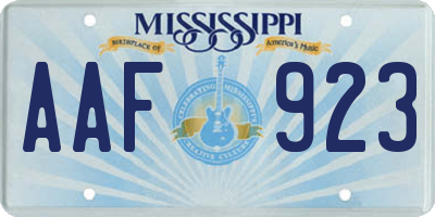 MS license plate AAF923