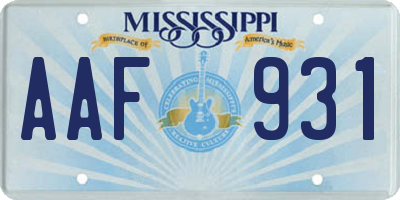 MS license plate AAF931