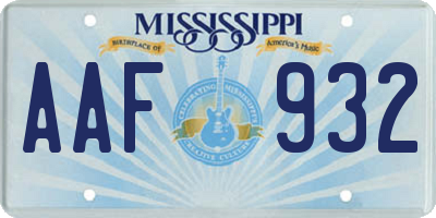MS license plate AAF932