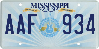 MS license plate AAF934