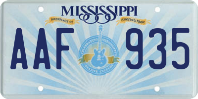 MS license plate AAF935