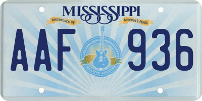 MS license plate AAF936