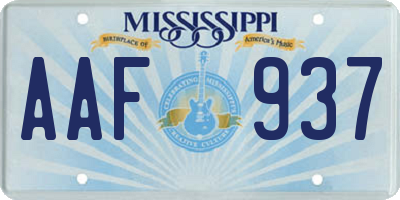 MS license plate AAF937